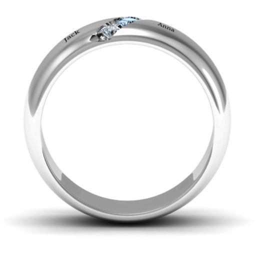 Men's Triple Stone Grooved Ring