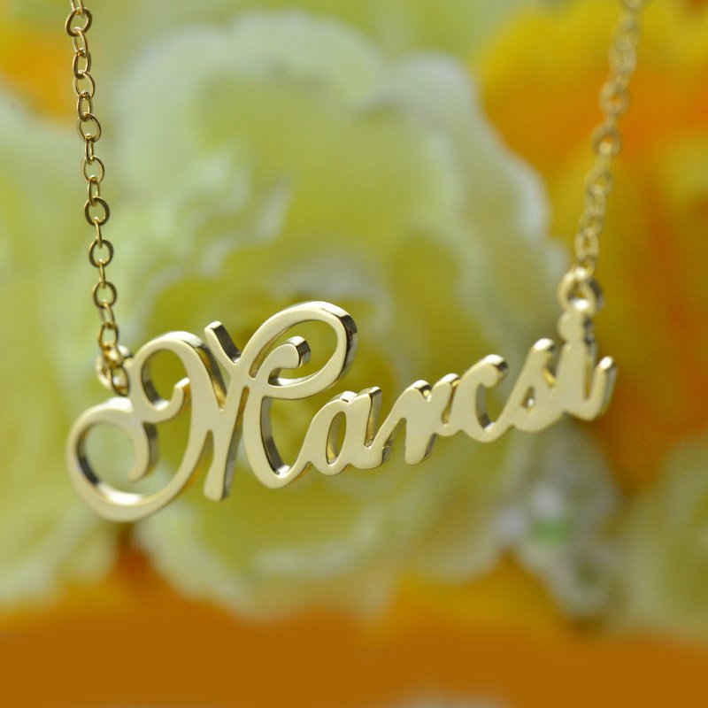 Personalised Gold Plated Nameplate Necklace - 18ct Gold