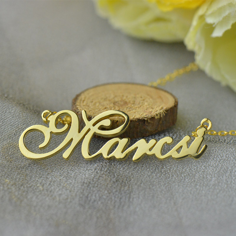Personalised Gold Plated Nameplate Necklace - 18ct Gold