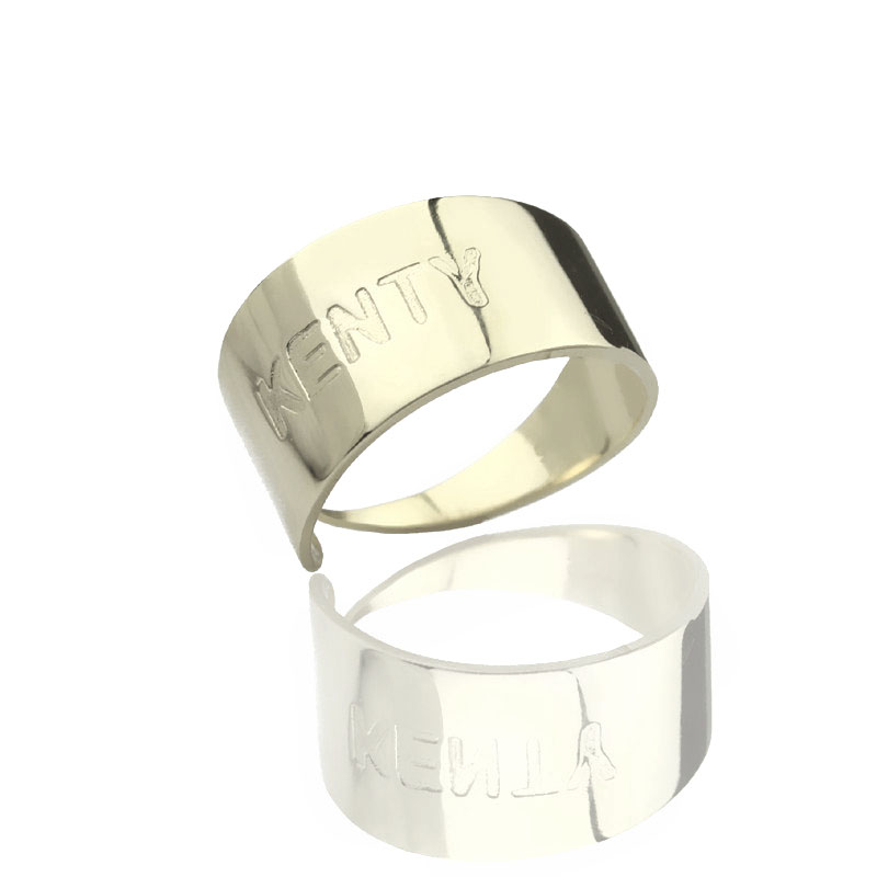 Personalised Engraved Sterling Silver Cuff Rings - Customised with Your Name