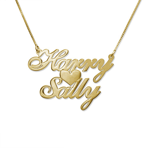 18ct Gold Silver Two Name Personalised Love Necklace