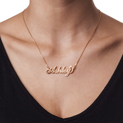 18ct Rose Gold Name Necklace in Silver Plating
