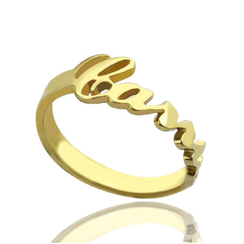 Personalised Engraved Name Rings 18k Gold Plated