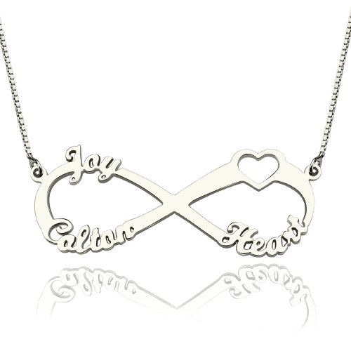 Personalised Sterling Silver Infinity Necklace with 3 Names
