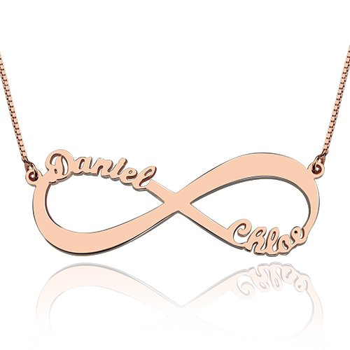 18ct Rose Gold Plated Double Name Infinity Necklace Jewellery
