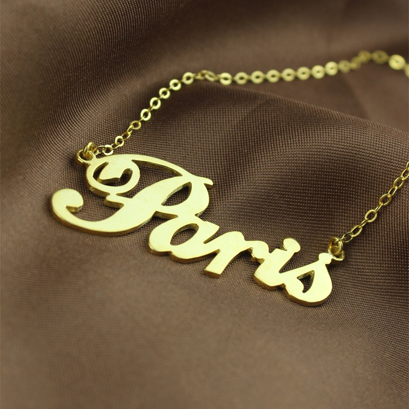 18ct Solid Gold Name Necklace in Paris Hilton Style