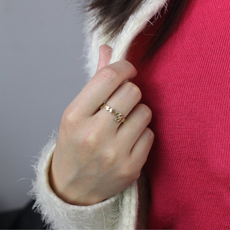 Personalised Engraved Name Rings 18k Gold Plated