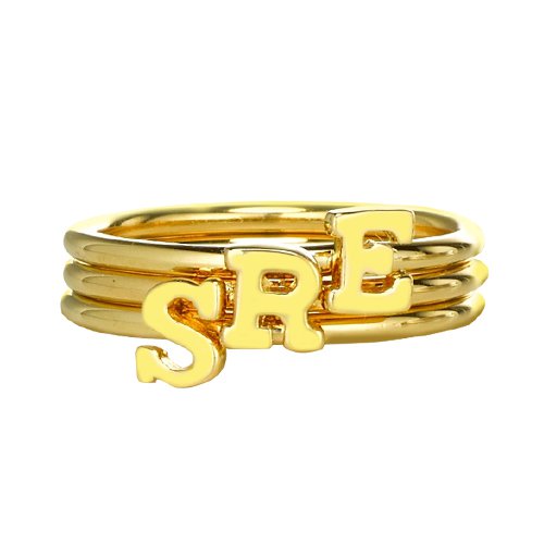 Personalised Initial Letter Midi Ring in 18ct Gold Plating