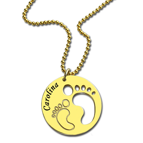 18ct Gold Plated Baby Footprint Cut Out Pendant