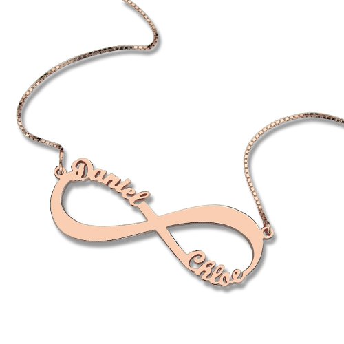 18ct Rose Gold Plated Double Name Infinity Necklace Jewellery