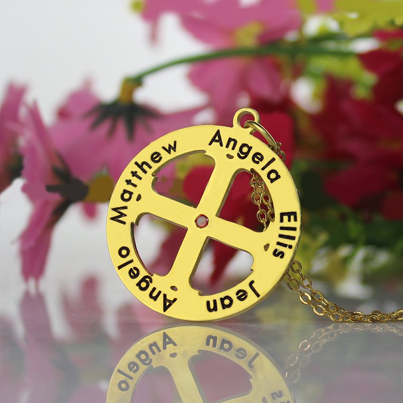 18ct Gold Plated 925 Silver Cross Necklace with Circle Frame