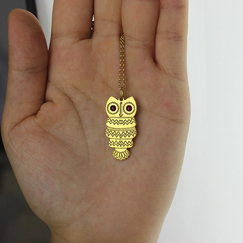 Personalised 18ct Gold Plated Birthstone Owl Name Necklace