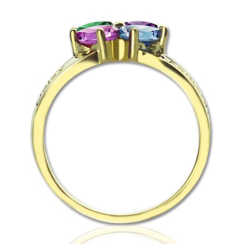 18ct Gold Plated Family Ring w/ 4 Clover Hearts - Perfect for Mom