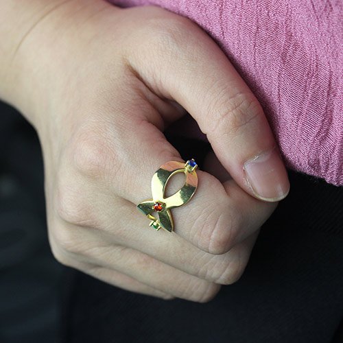18K Gold Plated Engraved Custom Infinity Birthstone Ring with Personalised Engraving