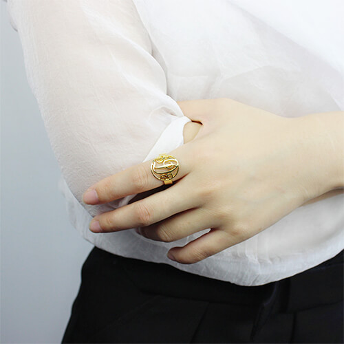 18ct Gold Plated Monogram Ring Cut Out - Script Framed
