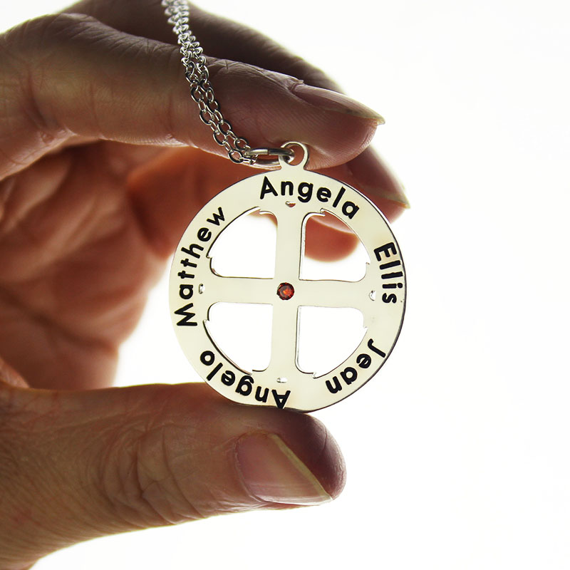 Personalised Silver Name Necklace - Family Circle Pendant