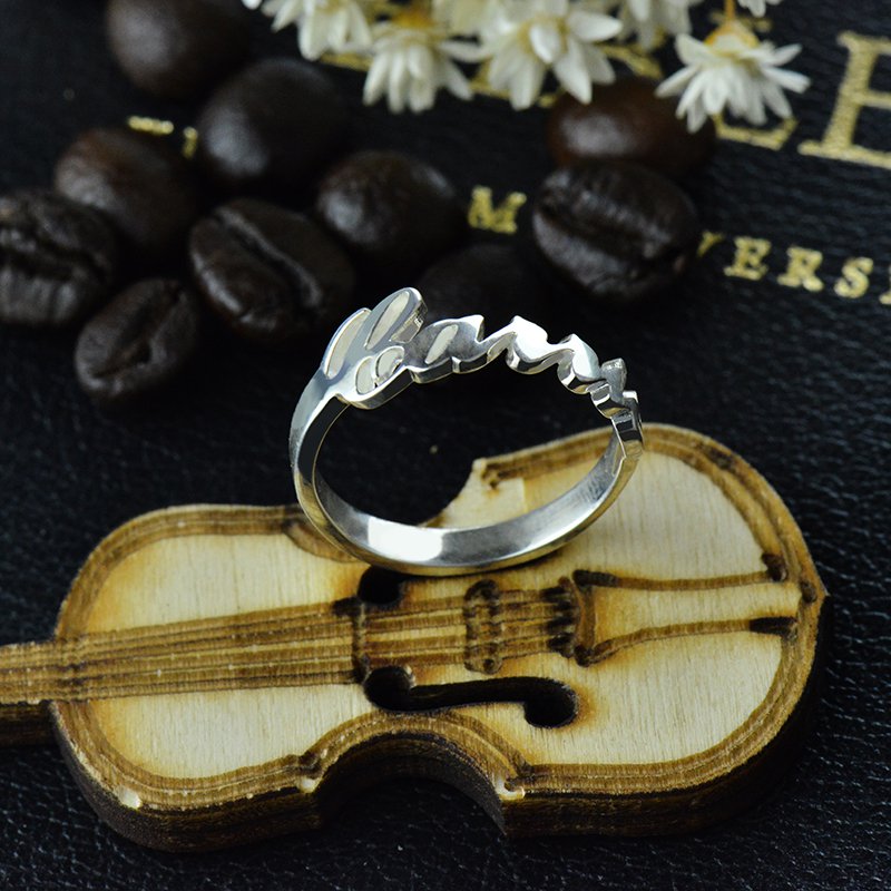 Personalised Sterling Silver Name Rings - the Perfect Gift for Carrie"