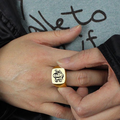 Personalised 18ct Gold Plated Monogrammed Initial Ring
