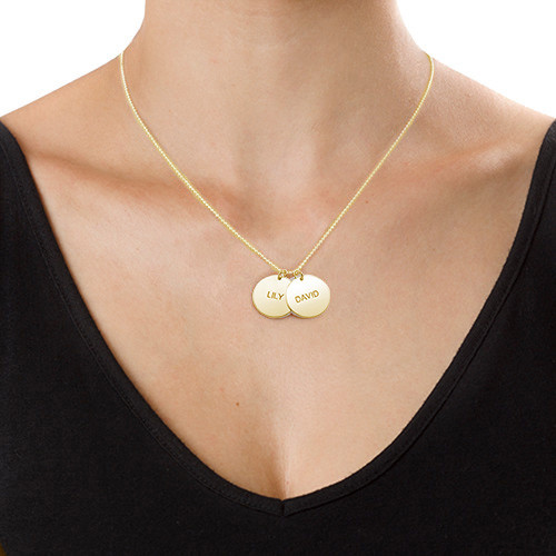 18K Gold Plated Silver Disc Pendant Necklace - Women's Jewellery