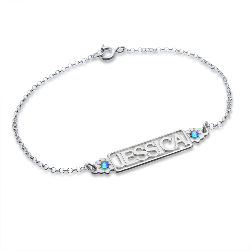 Personalised Birthstone Name Bracelet or Anklet