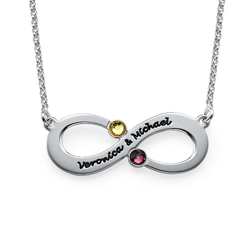Personalised Infinity Couple Necklace with Birthstones