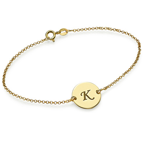 18ct Gold Plated Personalised Disc Bracelet/Anklet - Custom Engraving