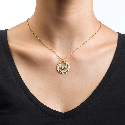 Gold Plated Disc Necklace for Mums, Jewellery