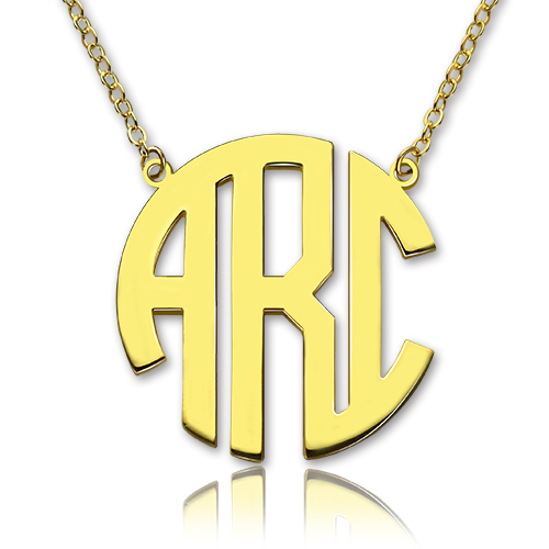 18ct Solid Gold Initial Block Monogram Necklace Pendant