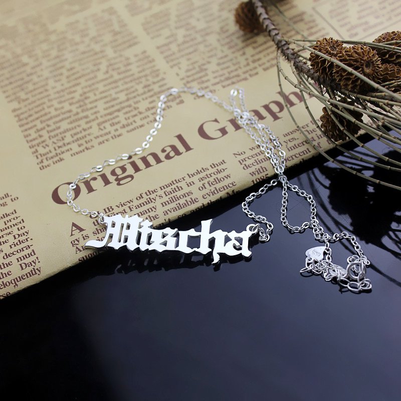 Sterling Silver Name Necklace - Old English Style