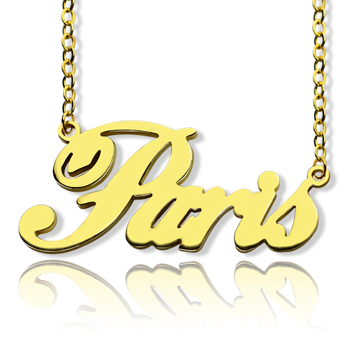 18ct Solid Gold Name Necklace in Paris Hilton Style
