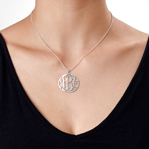 Custom Circle Initial Pendant Necklace