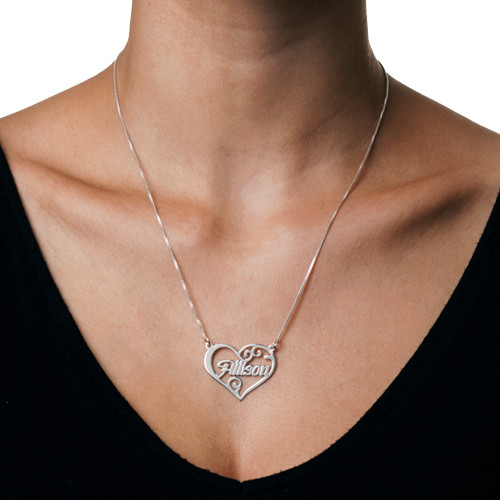 Custom Engraved Heart Pendant Necklace with Name