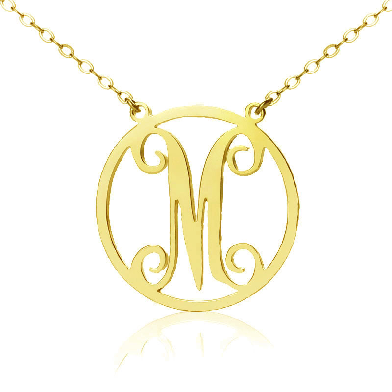 18K Gold Plated Custom Monogram Pendant Necklace