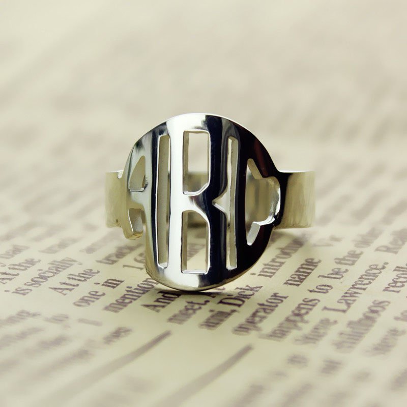 Sterling Silver Personalised Monogram Ring - Gift Idea