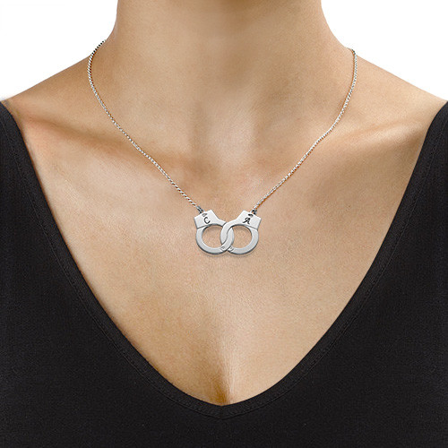 Sterling Silver Handcuff Pendant Necklace