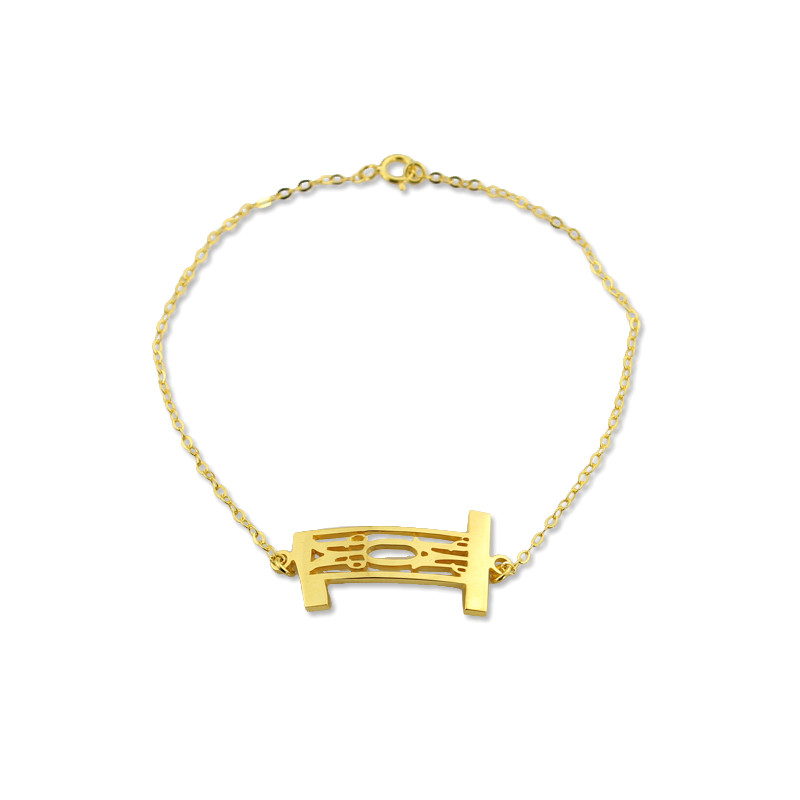 Personalised Gold Plated Sterling Silver Monogram Bracelet with 3 Initials