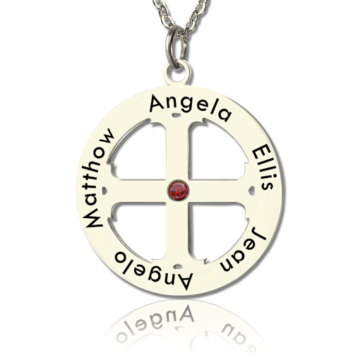 Personalised Silver Name Necklace - Family Circle Pendant