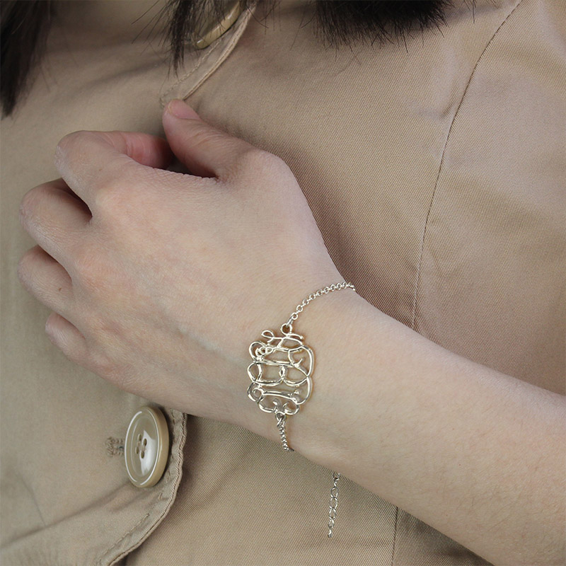 Personalised Sterling Silver Monogrammed Bracelet with Celebrity Initials