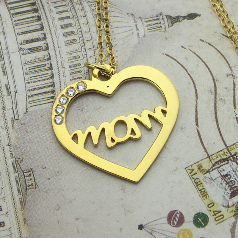 18ct Gold Plated Mothers Heart Necklace with Birthstone