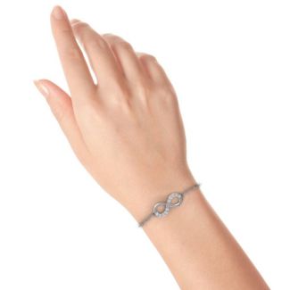 Sterling Silver Birthstone Infinity Bracelet with Accents