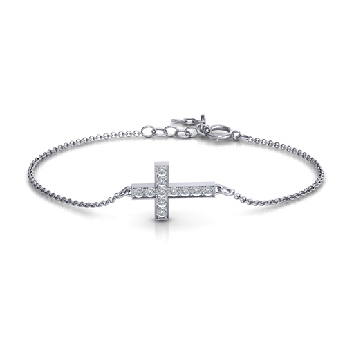 Sterling Silver Cross Bracelet with Cubic Zirconia Stones