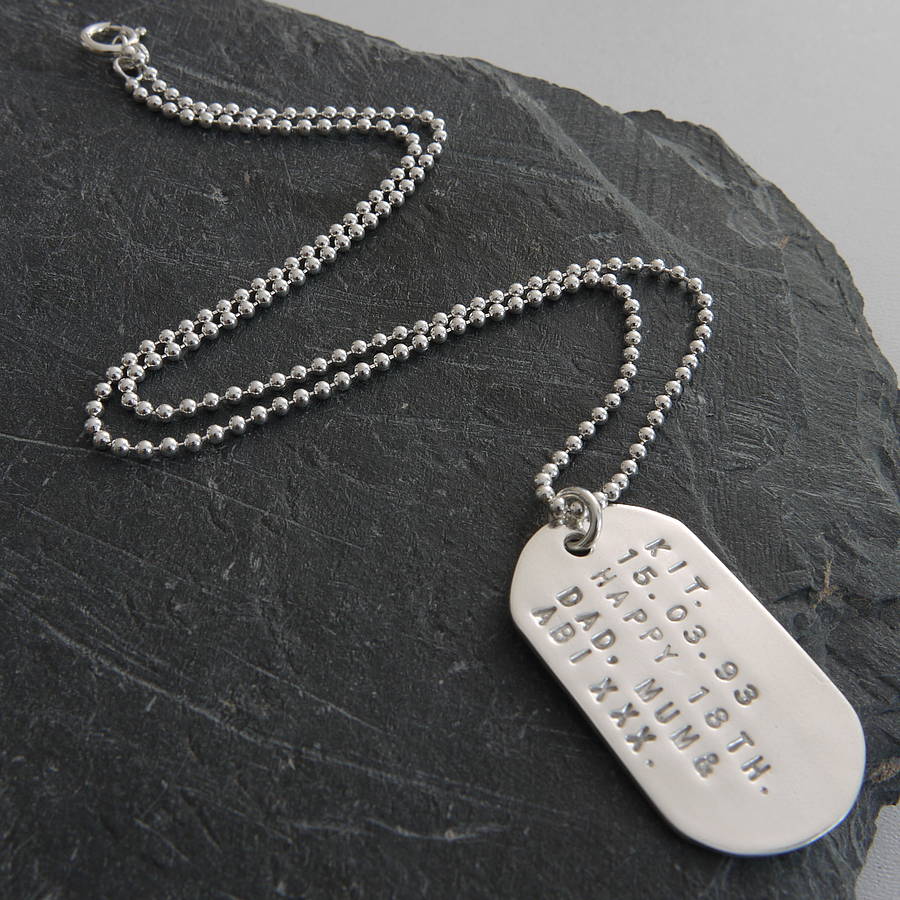 Customised Solid Silver Dog Tags with Engraved ID