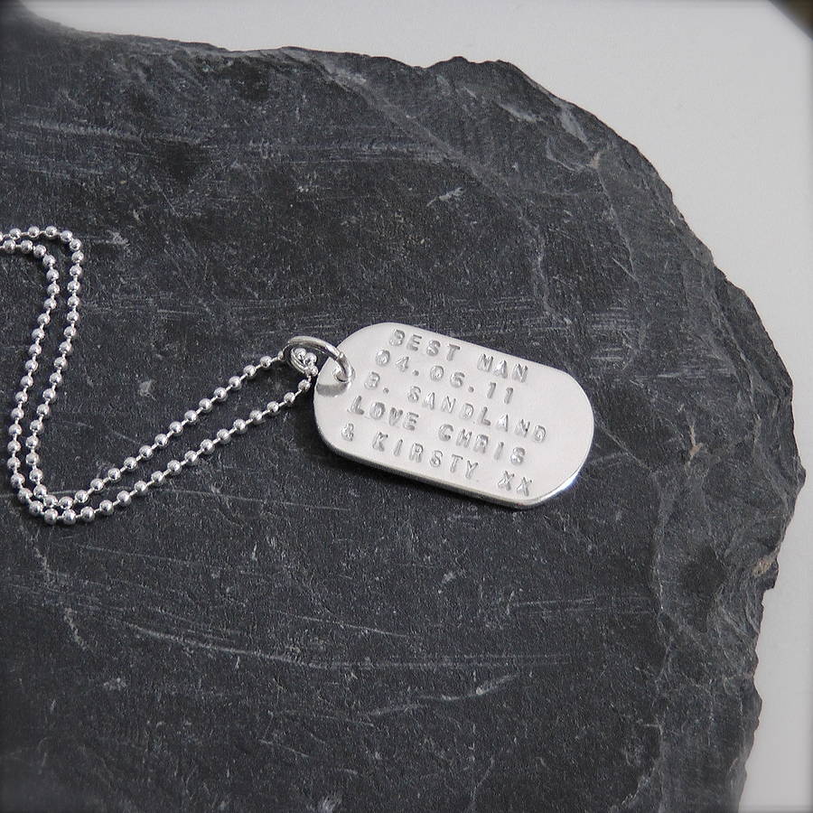 Customised Solid Silver Dog Tags with Engraved ID