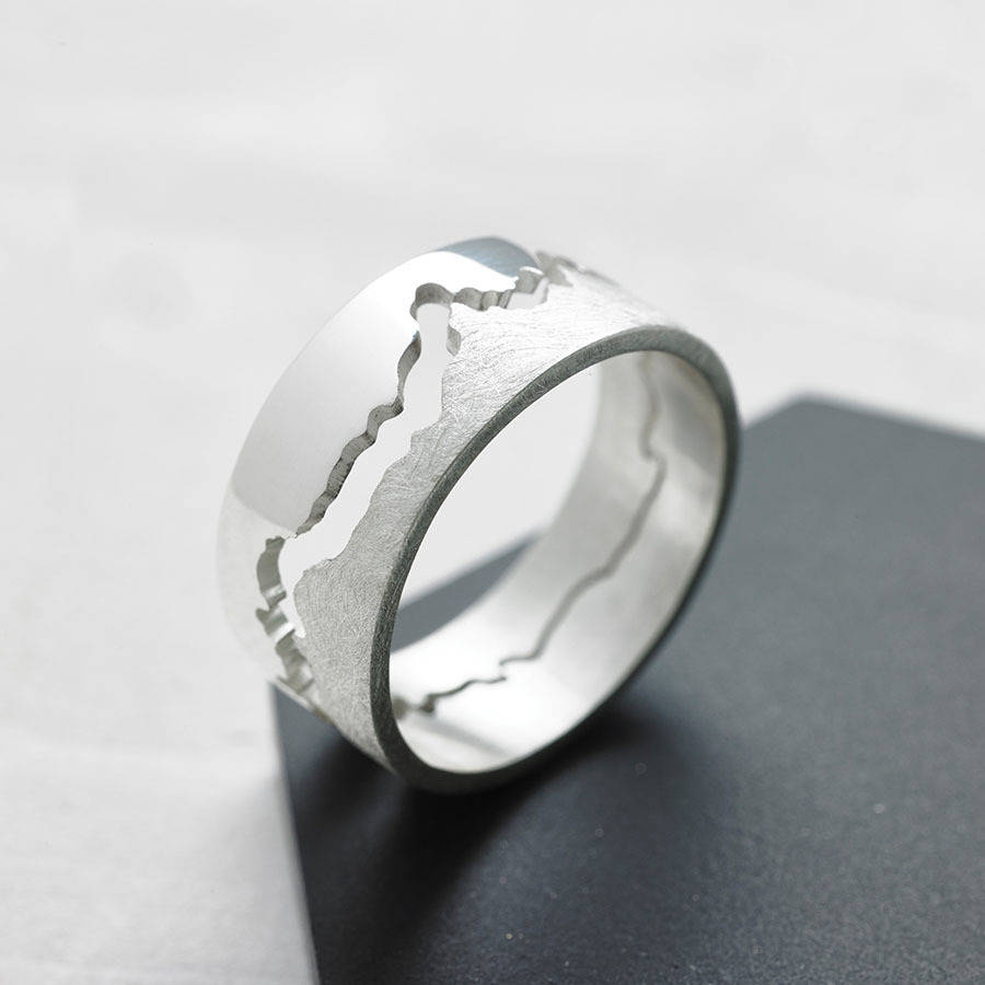 Men's Map Ring with Coastline Design
