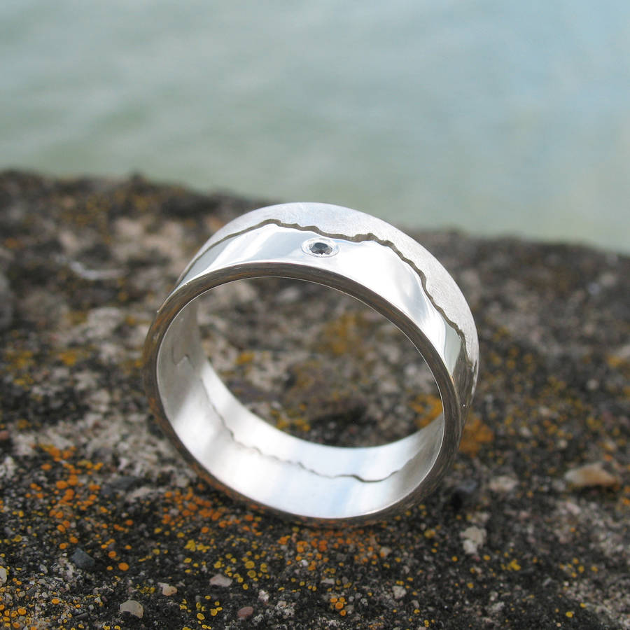 Men's Map Ring with Coastline Design