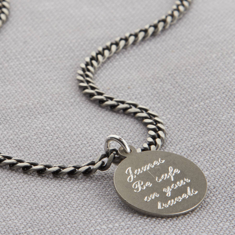 Customised Sterling Silver St Christopher Pendant Necklace