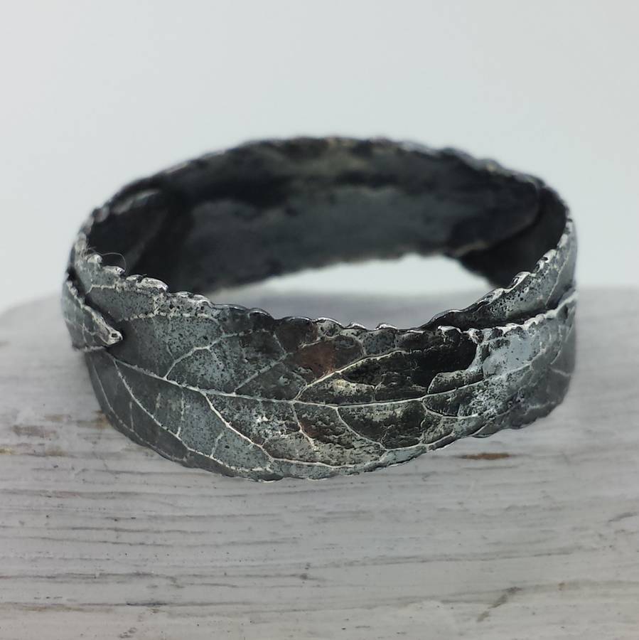 925 Sterling Silver Three Leaf Band Ring